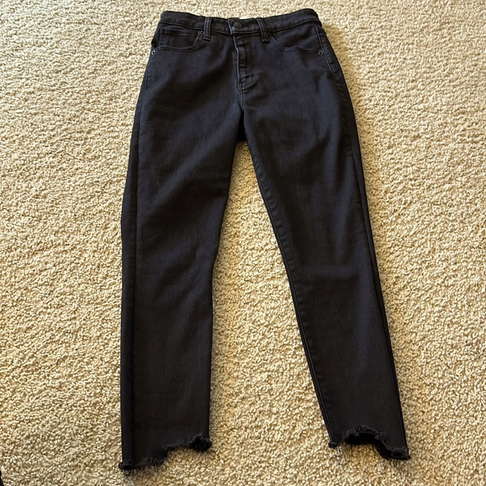 A&F Super Skinny Ankle High Rise Black Denim